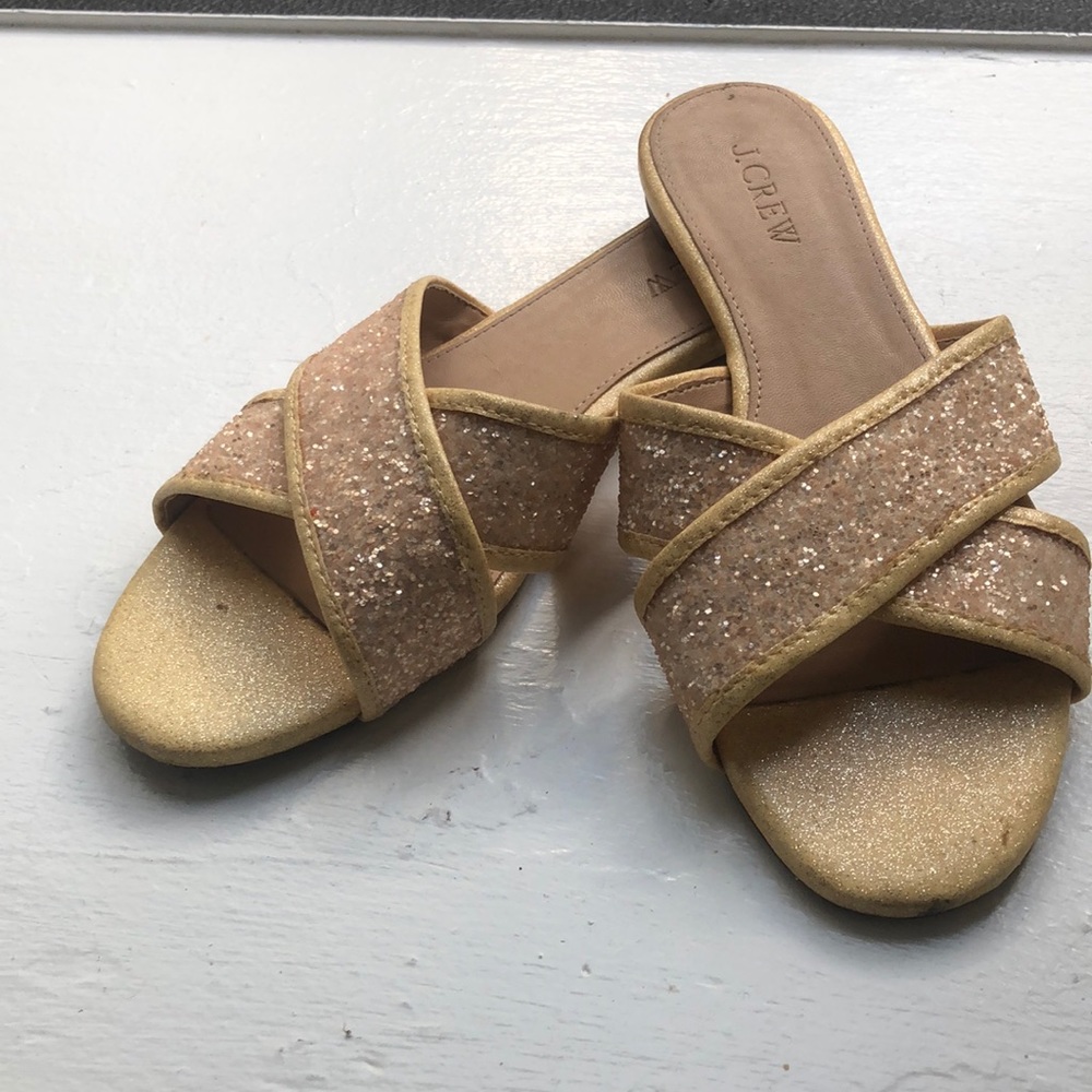 J. Crew Nude Glitter Slides
